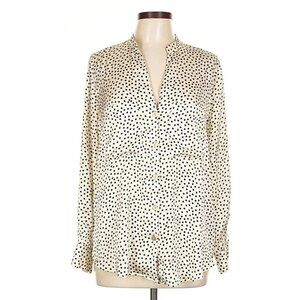 ZARA L oversize long sleeve basic satin Shirt with a johnny collar